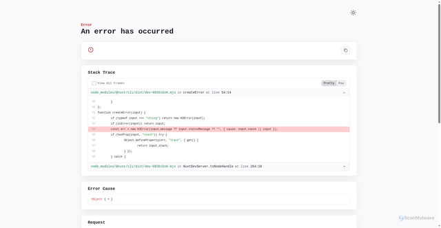 Security scan screenshot of https://dev-app.rahit.co.il/_nuxt/@vite/client
