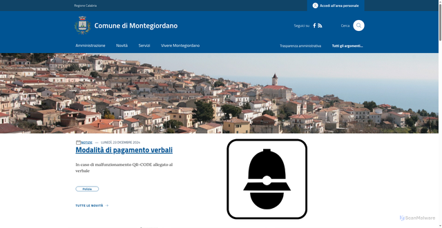 Security scan screenshot of https://www.comune.montegiordano.cs.it/
