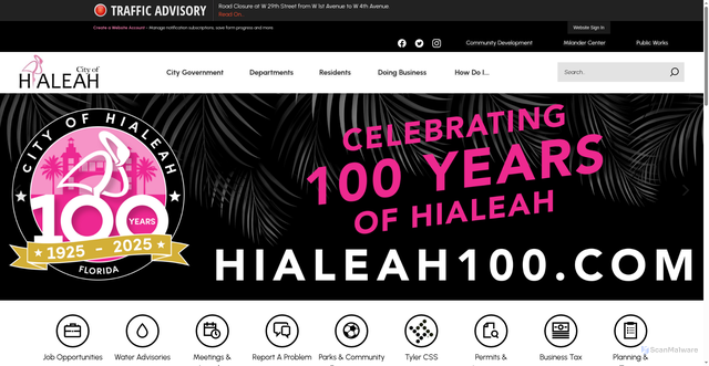 Security scan screenshot of https://www.hialeahfl.gov/