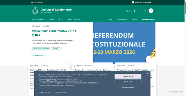 Security scan screenshot of https://www.comune.montemurro.pz.it/