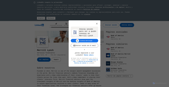Security scan screenshot of https://pa.linkedin.com/company/merrilllynch