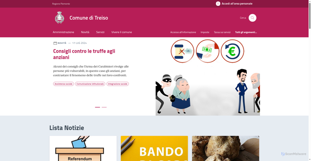 Security scan screenshot of https://comune.treiso.cn.it/