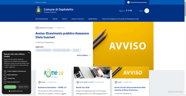 Security scan screenshot of https://www.comune.ospitaletto.bs.it