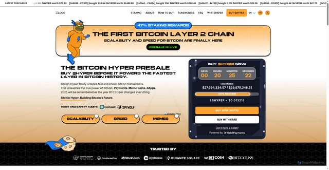 Security scan screenshot of http://bitcoinhyper.org/
