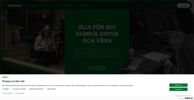Security scan screenshot of https://www.fortnox.se/