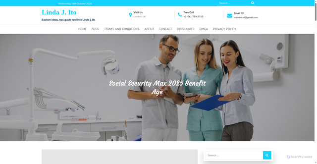 Security scan screenshot of https://lindajito.pages.dev/prso-social-security-max-2025-benefit-age-wsbop/