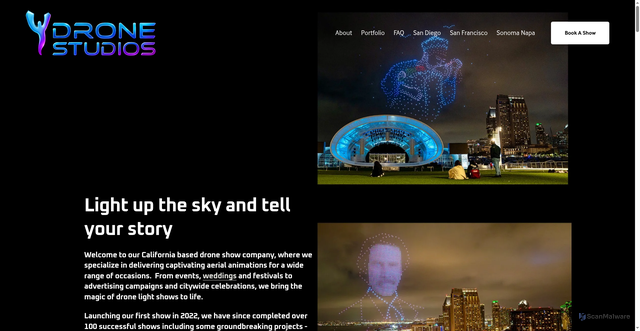 Security scan screenshot of https://droneshows.io/
