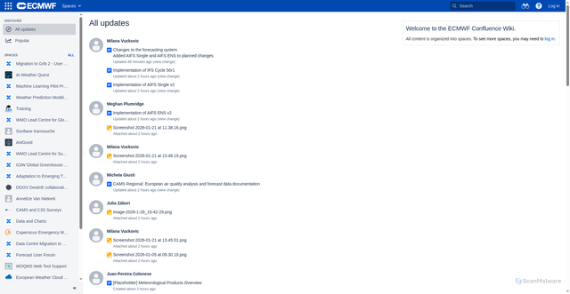 Security scan screenshot of https://confluence.ecmwf.int