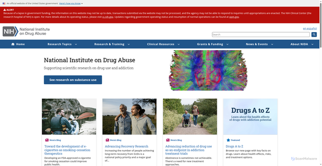 Security scan screenshot of https://nida.nih.gov/