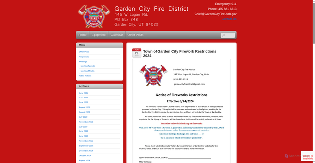 Security scan screenshot of https://gardencityfireutah.gov/