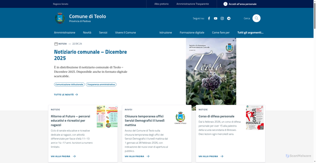 Security scan screenshot of https://www.comune.teolo.pd.it/