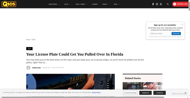 Security scan screenshot of https://myq105.com/2023/03/06/this-could-get-you-pulled-over-in-florida/