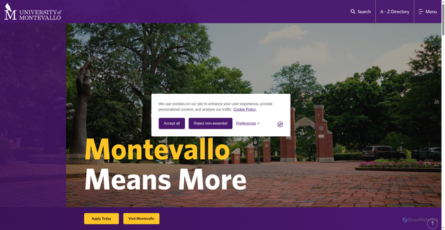Security scan screenshot of https://www.montevallo.edu/