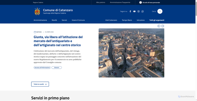 Security scan screenshot of https://www.comune.catanzaro.it/