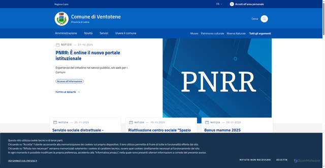Security scan screenshot of https://www.comune.ventotene.lt.it/