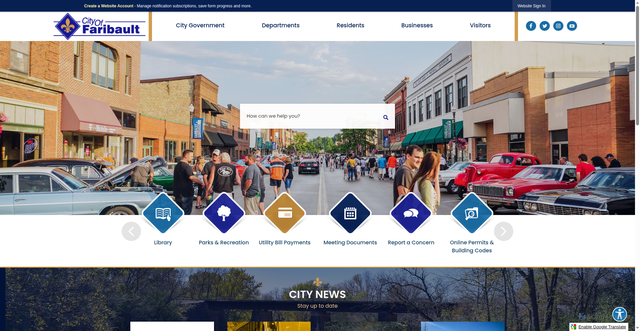 Security scan screenshot of https://ci.faribault.mn.us/