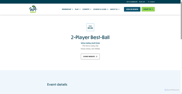 Security scan screenshot of https://wagolf.org/play/play-list/event/46050181929