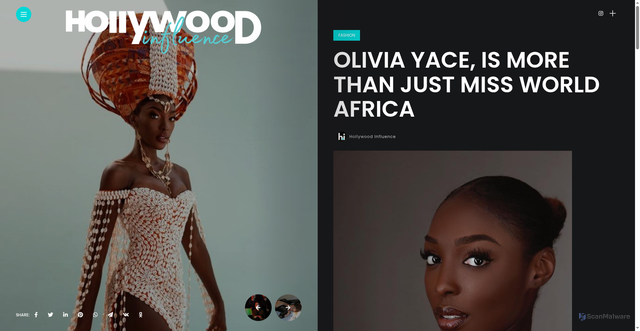 Security scan screenshot of https://thehollywoodinfluence.com/olivia-yace-is-more-than-just-miss-world-africa/
