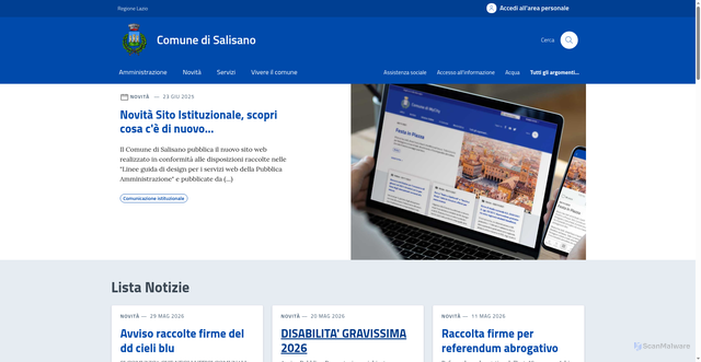 Security scan screenshot of https://www.comune.salisano.ri.it