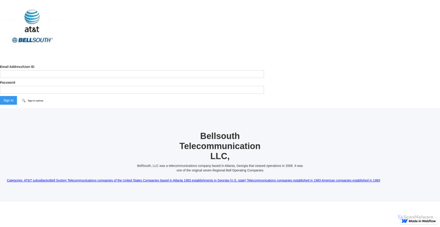 Security scan screenshot of https://bellsouth-att-sign-in-850e6d.webflow.io/