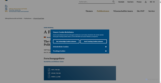 Security scan screenshot of https://www.swp-berlin.org/10.18449/2026RP04/