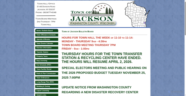 Security scan screenshot of https://townofjacksonwi.gov/
