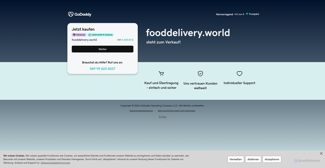 Security scan screenshot of https://fooddelivery.world/