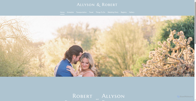 Security scan screenshot of https://www.zola.com/wedding/robert-allyson