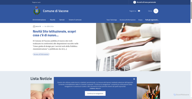 Security scan screenshot of https://www.comune.vacone.ri.it/