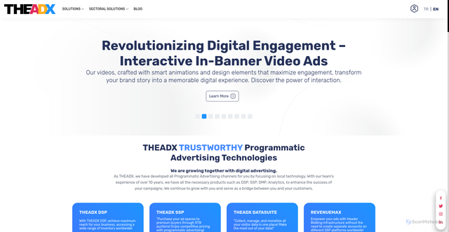 Security scan screenshot of https://theadx.com