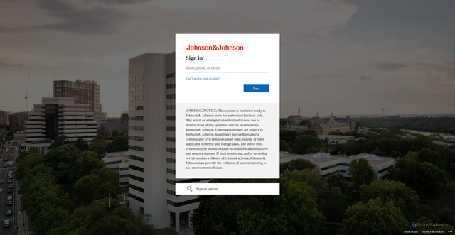 Security scan screenshot of https://home.jnj.com