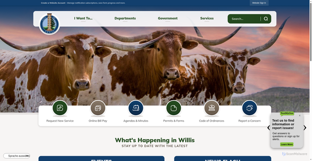 Security scan screenshot of http://www.ci.willis.tx.us