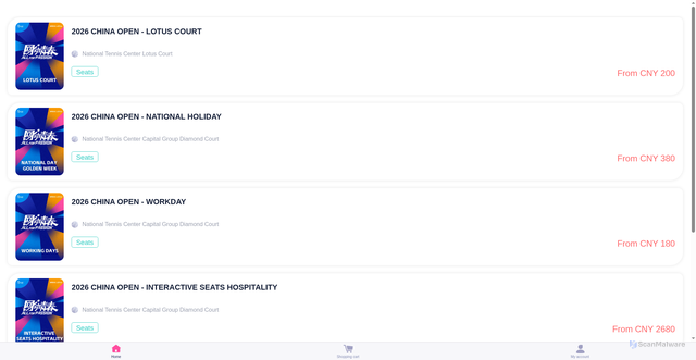 Security scan screenshot of https://tickets-en.chinaopen.com/