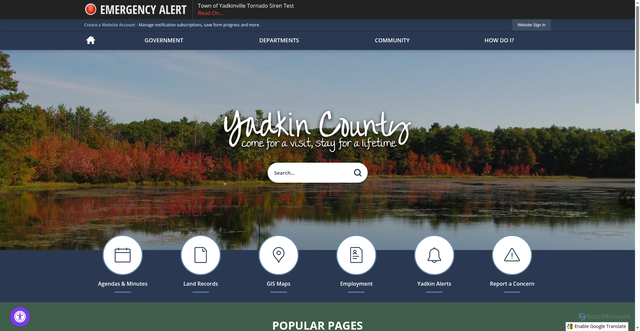Security scan screenshot of https://www.yadkincountync.gov/