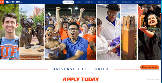 Security scan screenshot of https://admissions.ufl.edu/
