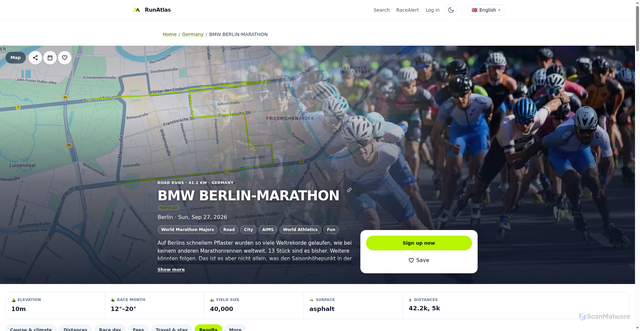Security scan screenshot of https://lauf-atlas.de/events/bmw-berlin-marathon-2026