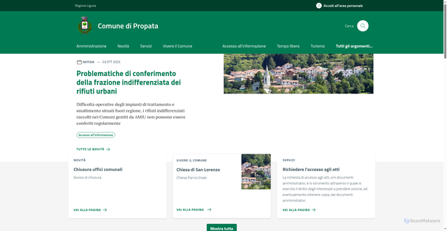 Security scan screenshot of https://comune.propata.ge.it/