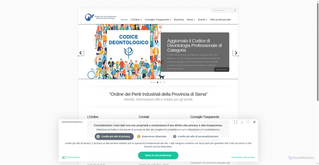 Security scan screenshot of https://www.peritiindustrialisiena.it/
