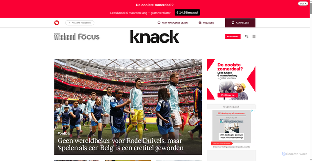 Security scan screenshot of https://www.knack.be