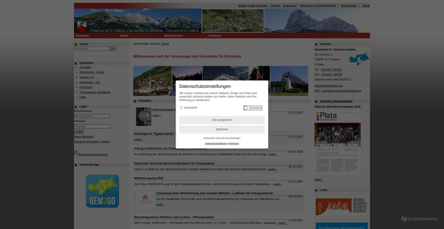 Security scan screenshot of https://www.santacristina.eu/system/web/default.aspx