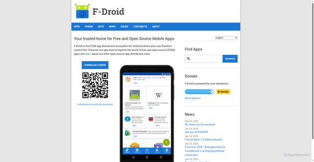 Security scan screenshot of https://f-droid.org