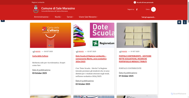 Security scan screenshot of https://www.comune.sale-marasino.bs.it/
