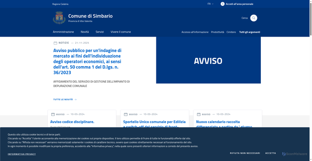 Security scan screenshot of https://www.comune.simbario.vv.it