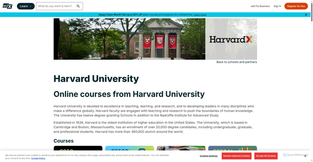 Security scan screenshot of https://www.edx.org/school/harvardx