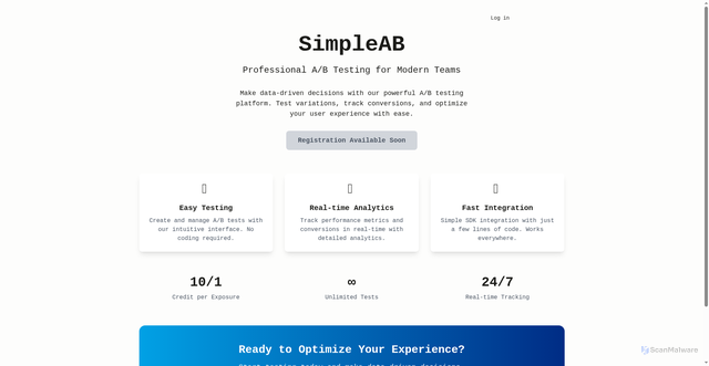 Security scan screenshot of https://simpleabtest.com
