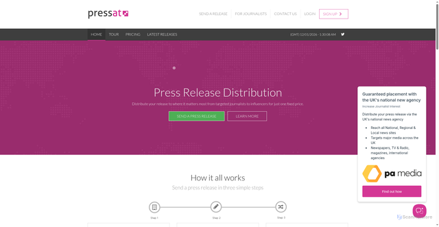 Security scan screenshot of https://pressat.co.uk