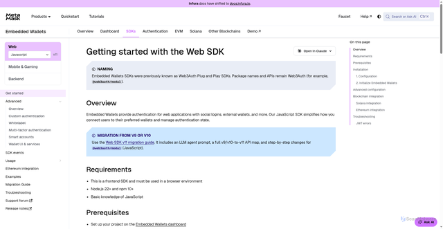 Security scan screenshot of http://metamask-docs-fbv47wj26-consensys-ddffed67.vercel.app/embedded-wallets/sdk/js