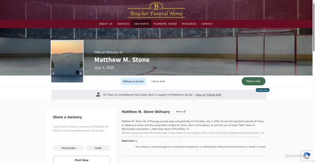 Security scan screenshot of https://www.boucherfh.com/obituaries/Matthew-M-Stone?obId=43306253