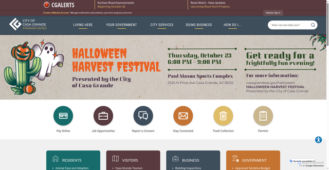 Security scan screenshot of https://casagrandeaz.gov/