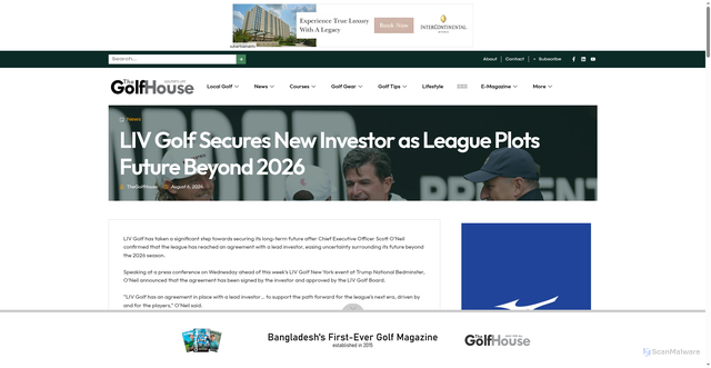 Security scan screenshot of https://www.thegolfhousebd.com/liv-golf-secures-new-investor-as-league-plots-future-beyond-2026/